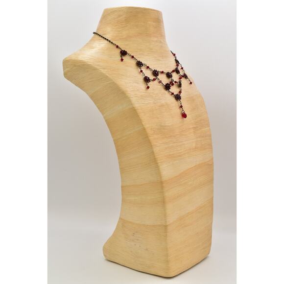 Bellagio USA Crystal Collar Bib Necklace Red Rhinestone Y Drop Signed 90s BinBN - Picture 4 of 12